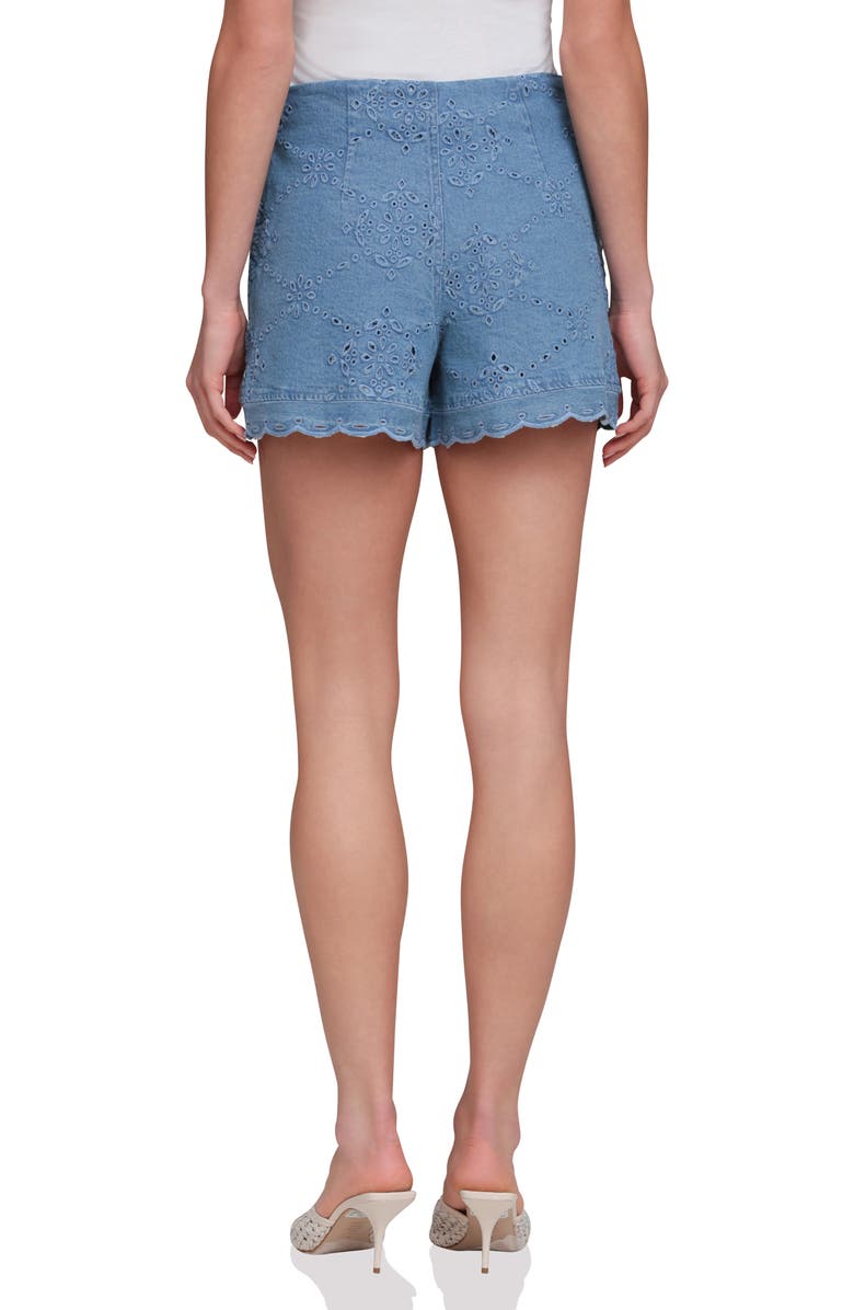 Avec Les Filles Stretch Cotton Eyelet Shorts, Alternate, color, Sea Blue Wash