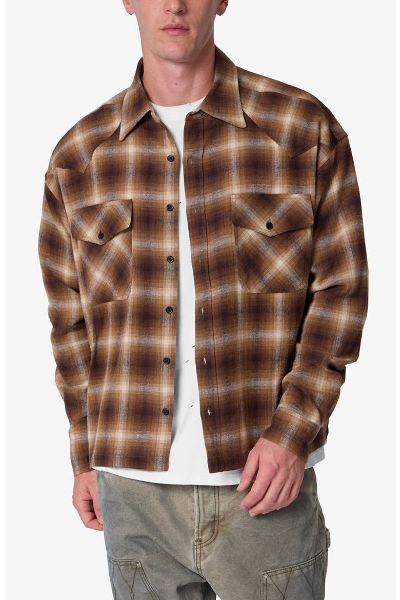 Western Cotton Flannel Shirt, Alternate, color, BROWN