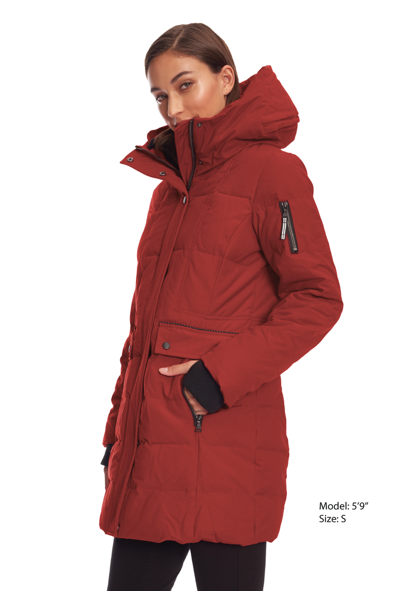 Kootney - Vegan Down Mid-Length Parka Coat, Alternate, color, CRIMSON