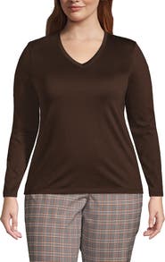 Lands' End Supima Cotton Long Sleeve V-Neck T-Shirt