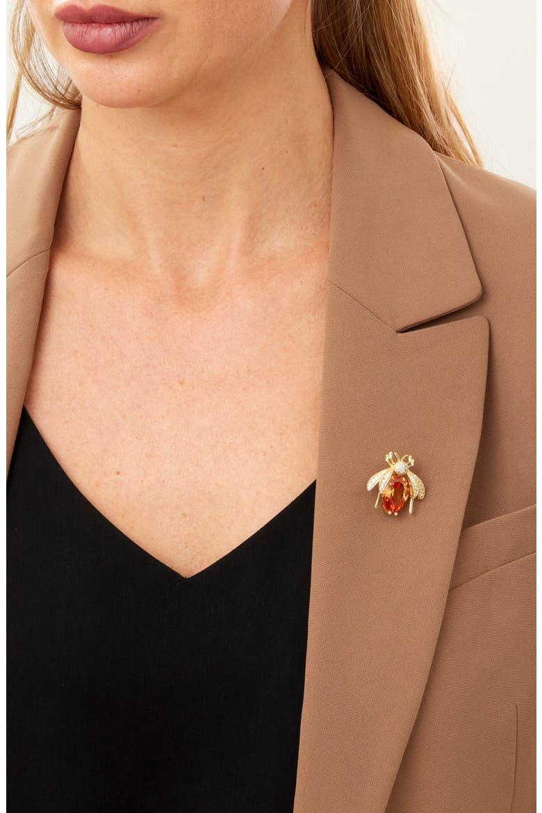 Bee Brooch with Chain, Alternate, color, YELLOW