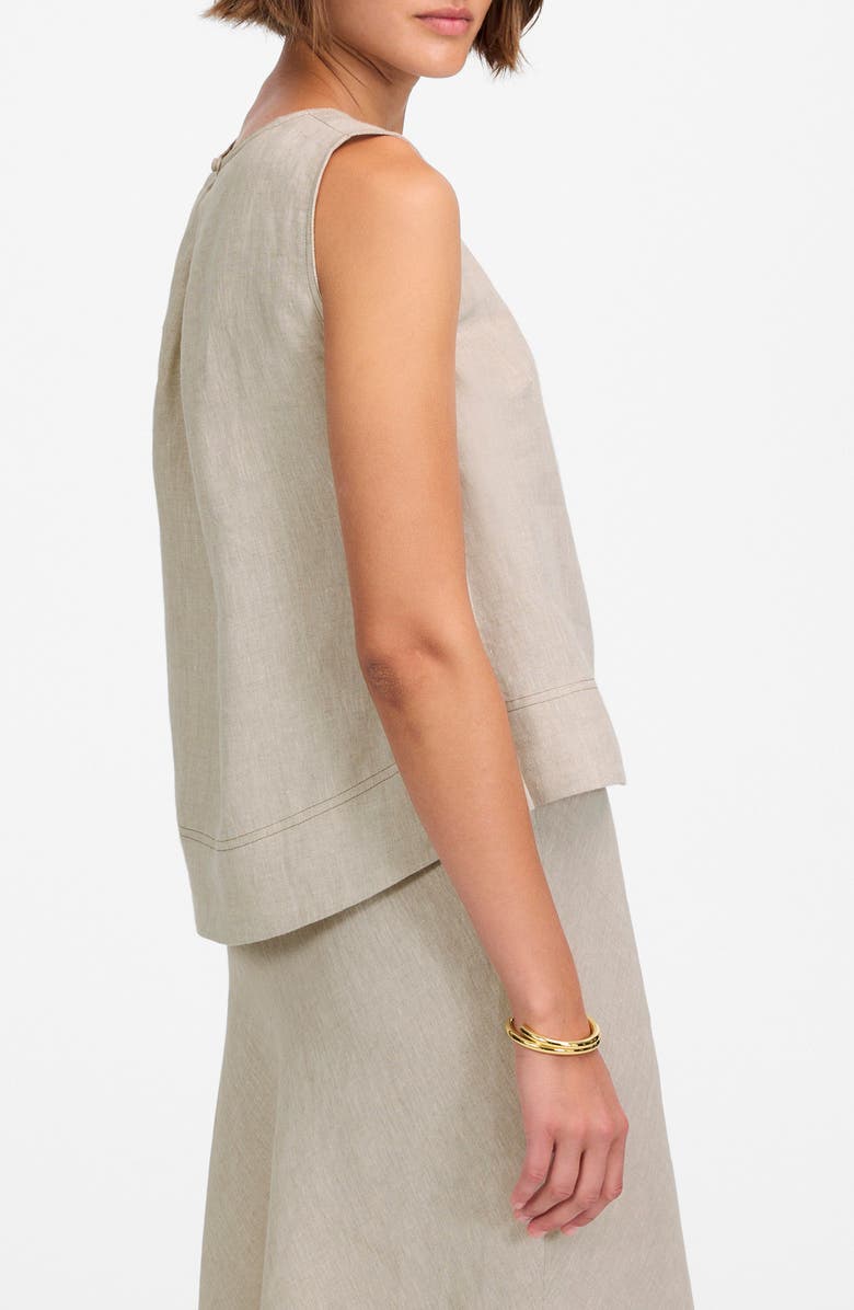 Madewell Pleated Linen Sleeveless Shell Top, Alternate, color, Oat