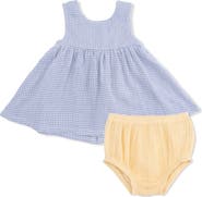 Angel Dear Microgingham Organic Cotton Muslin Dress & Bloomers Set