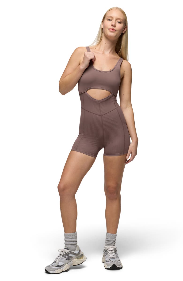 prAna Luxara Salutations Romper, Alternate, color, Carob