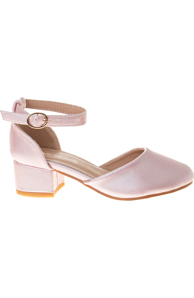 Laura Ashley Kids' Ankle Strap Block Heel Pump, Alternate, color, Pink Pearl Patent