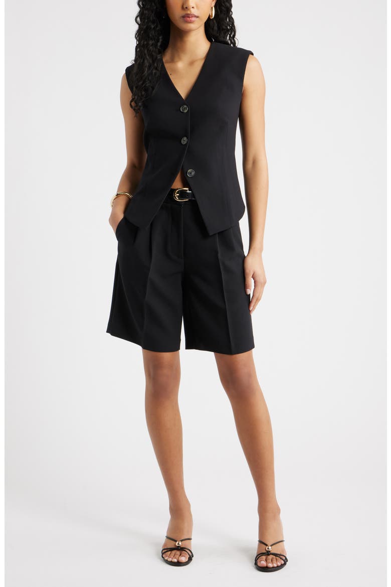 Icon Twill Darted Waistcoat, Alternate, color, BLACK
