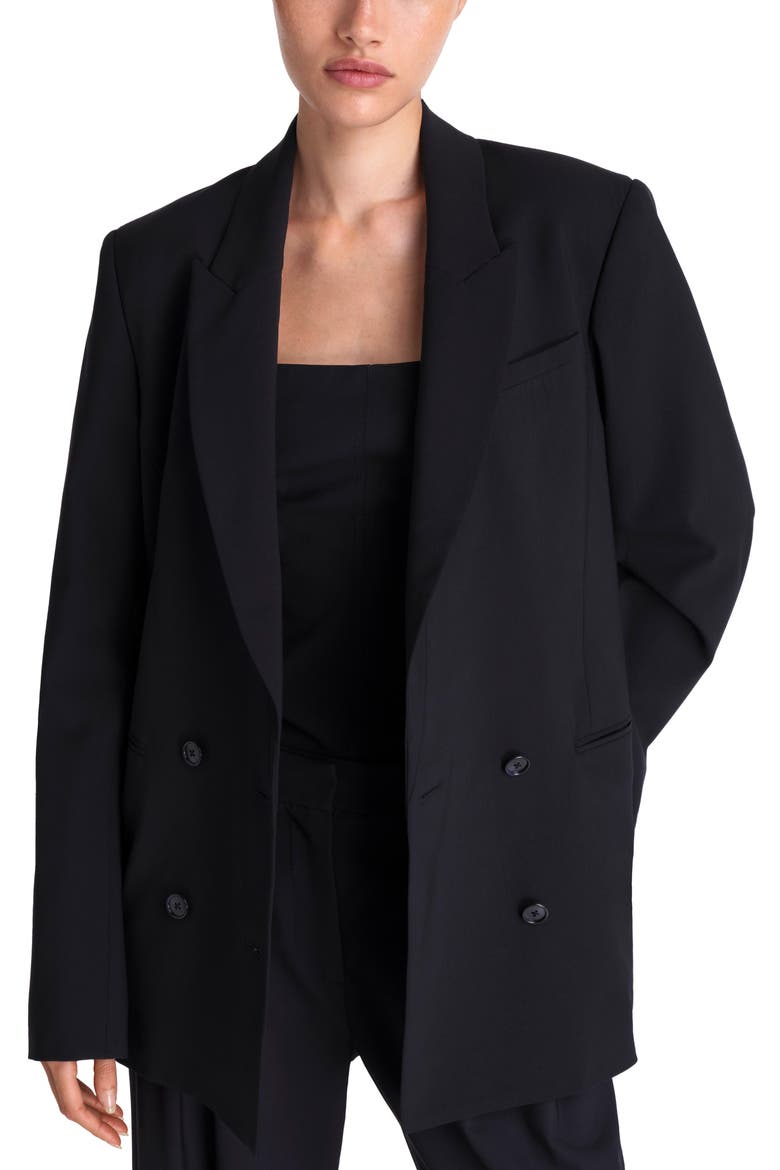 Tabitha Double Breasted Stretch Blazer, Main, color, MIDNIGHT