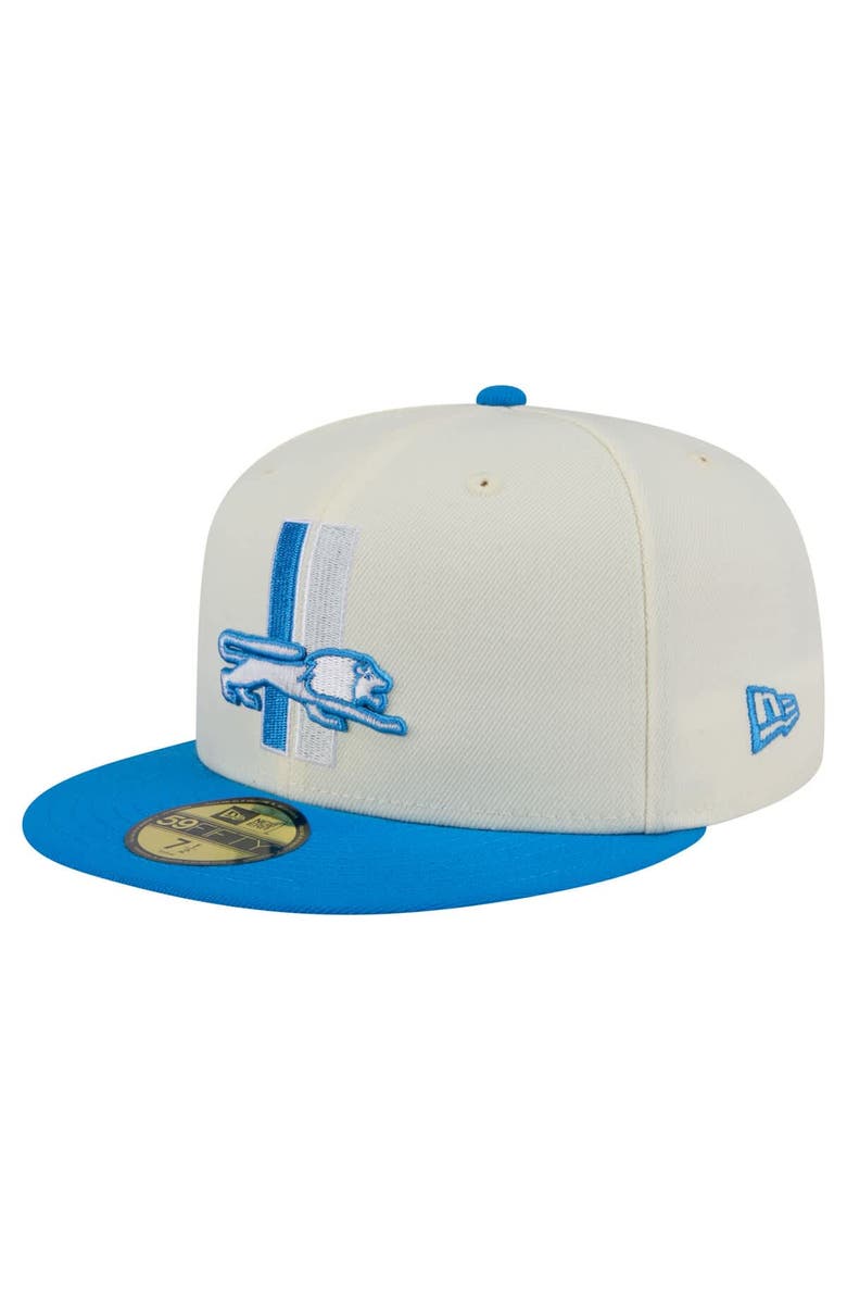 New Era Men's New Era Cream/Blue Detroit Lions Main 59FIFTY Fitted Hat, Alternate, color, Cream