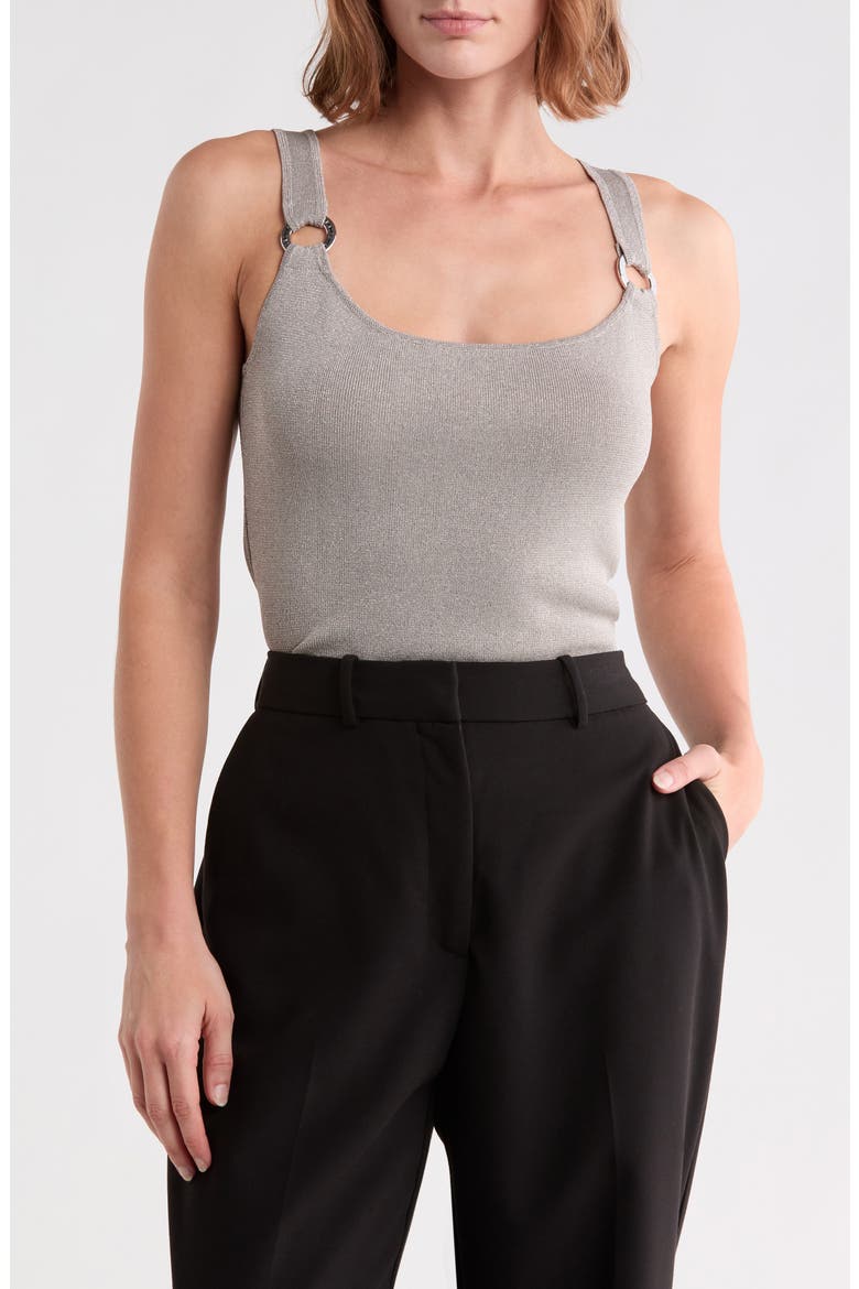 Metallic Blend Knit Tank, Main, color, BRIGHT NICKEL METALLIC