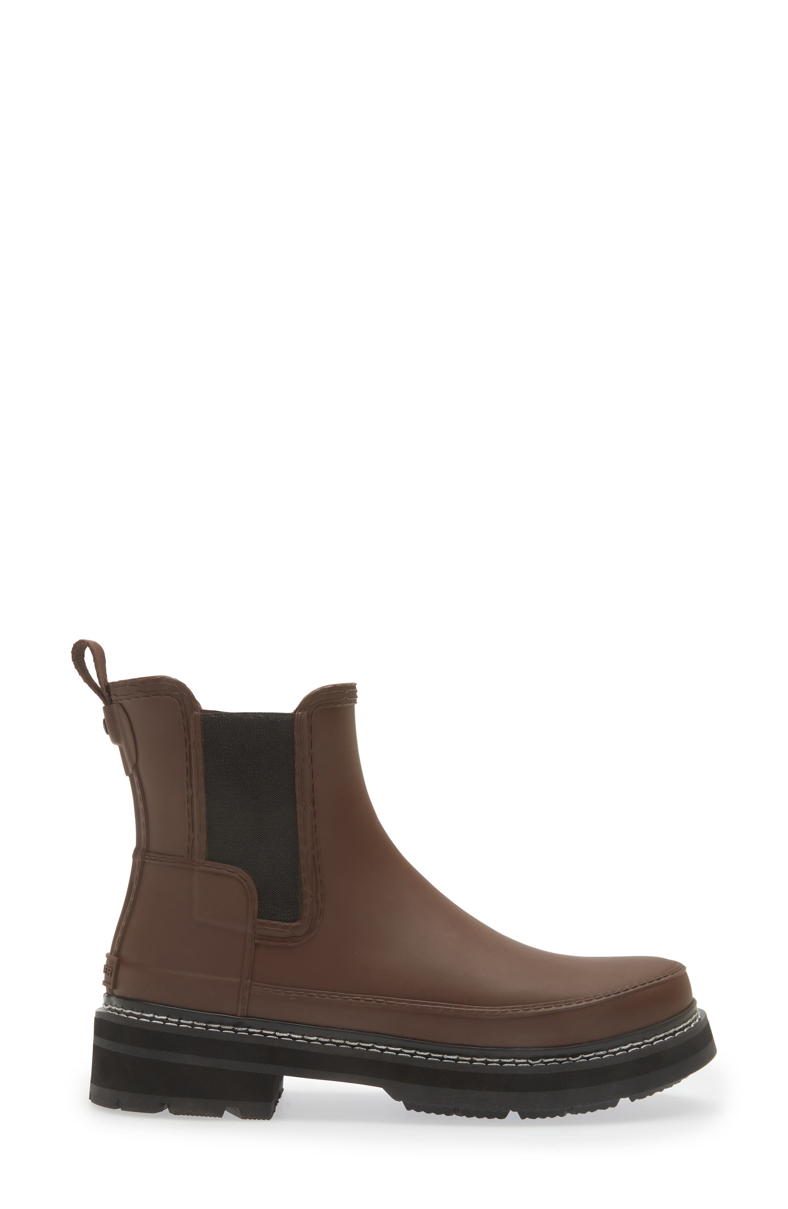 Hunter Refined Stitch Waterproof Chelsea Boot, Alternate, color, Brown Bolt/ Black