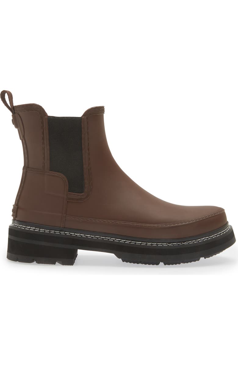 Hunter Refined Stitch Waterproof Chelsea Boot, Alternate, color, Brown Bolt/ Black