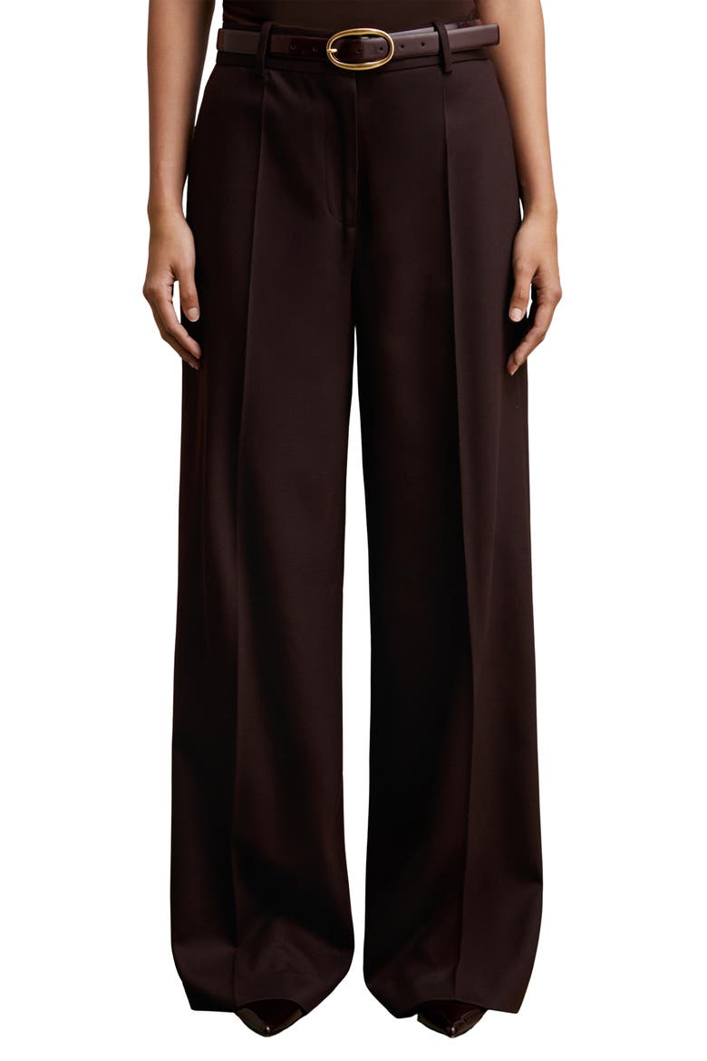 Solene Wool Blend Wide Leg Pants, Main, color, AUBERGINE