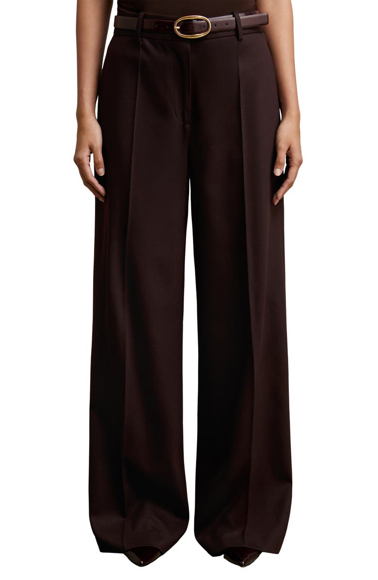 Reiss Solene Wool Blend Wide Leg Pants, Main, color, Aubergine
