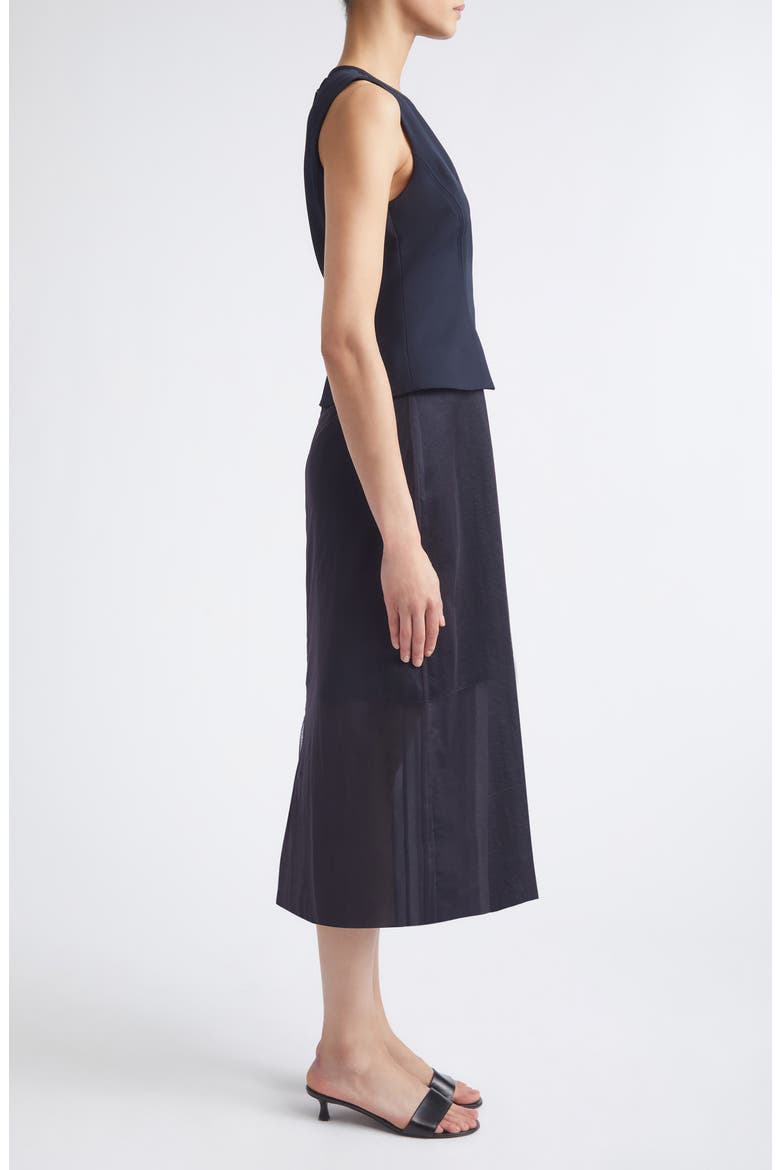 Sleeveless Cady, Satin & Chiffon Layered Cocktail Dress, Alternate, color, ULTRA NAVY
