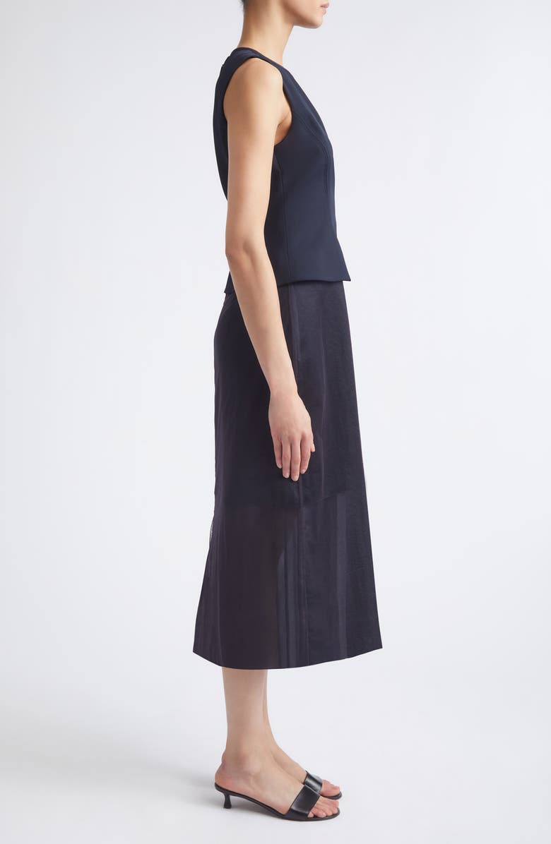Jason Wu Collection Sleeveless Cady, Satin & Chiffon Layered Cocktail Dress, Alternate, color, Ultra Navy
