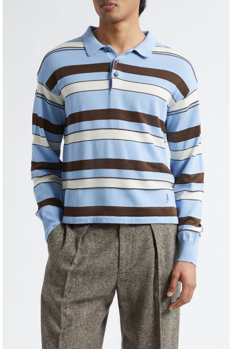 Rugby Stripe Polo Sweater, Main, color, MISTY BLUE