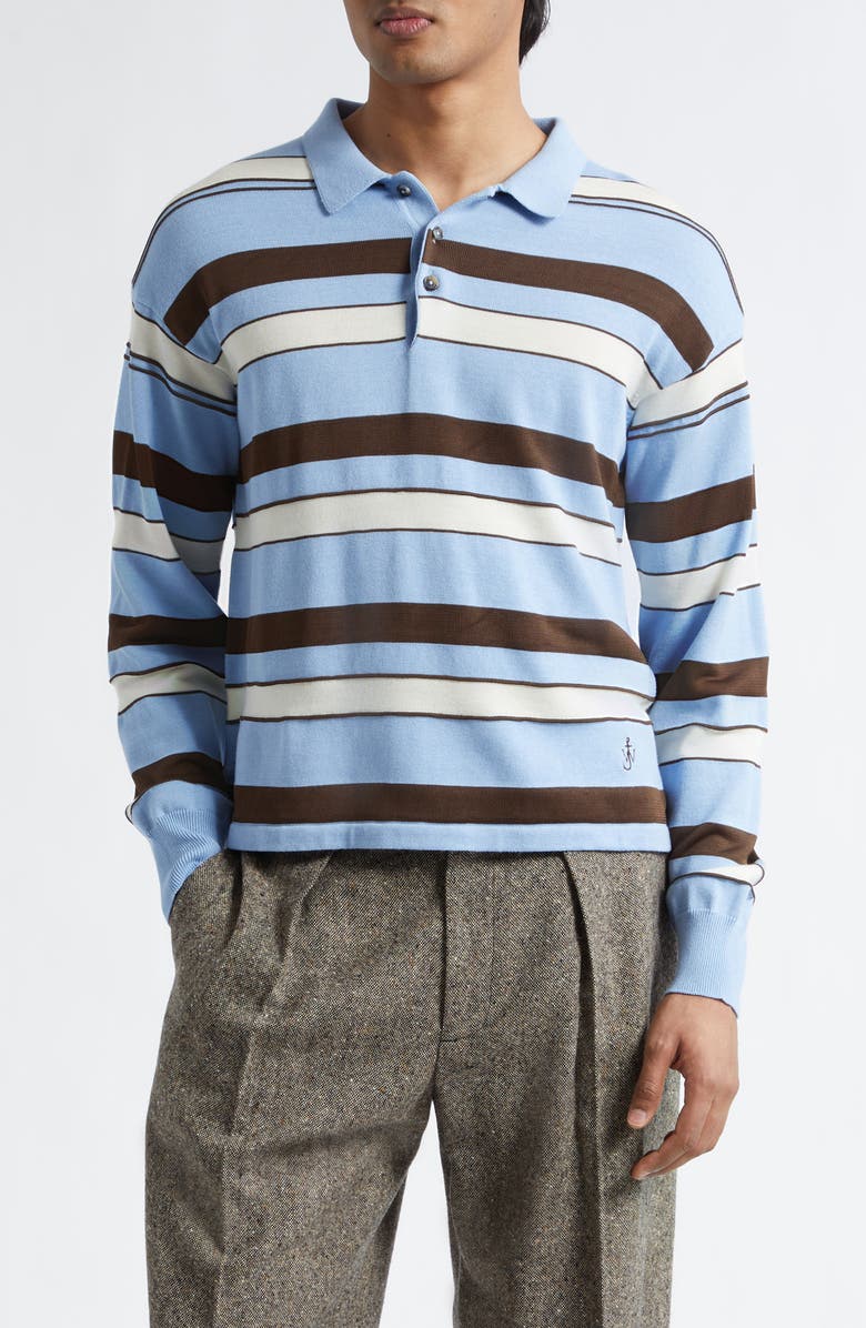 JW Anderson Rugby Stripe Polo Sweater, Main, color, Misty Blue