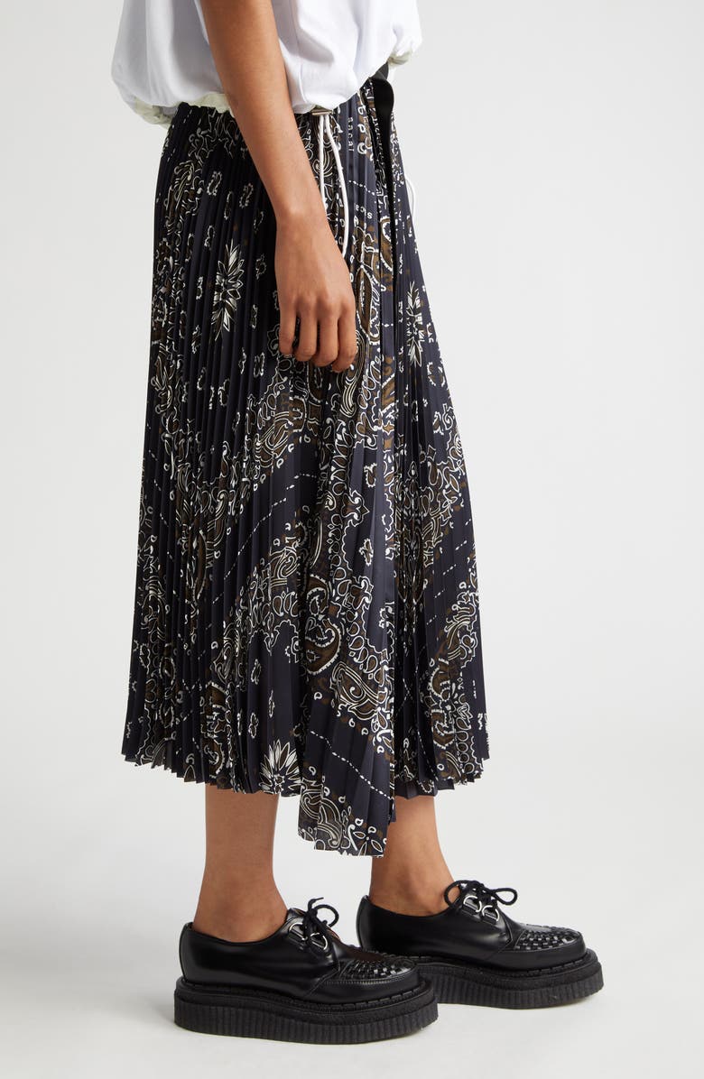 Sacai Bandana Print Pleated Midi Skirt, Alternate, color,