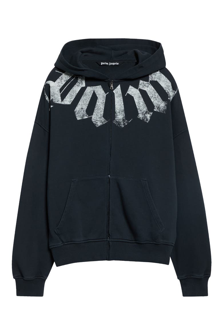 Big Neck Logo Front Zip Cotton Hoodie, Main, color, BLACK - OFF WHITE