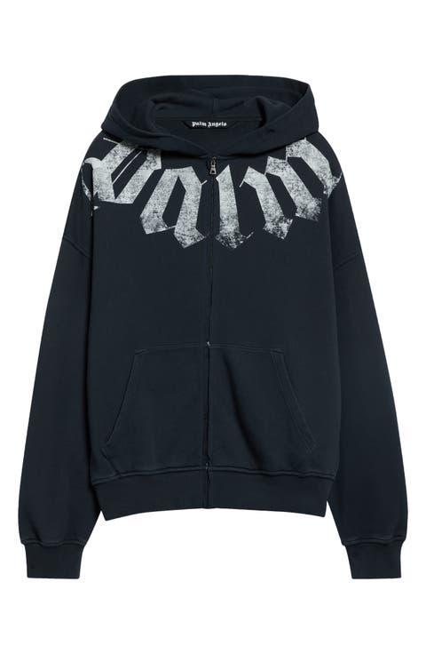 Big Neck Logo Front Zip Cotton Hoodie