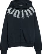 Palm Angels Big Neck Logo Front Zip Cotton Hoodie