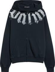 Palm Angels Big Neck Logo Front Zip Cotton Hoodie