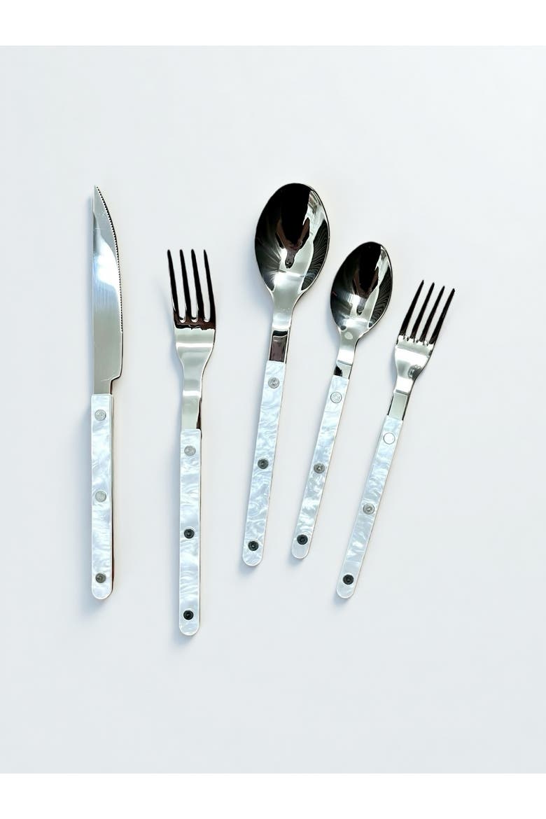 Modern Nebula Cutlery, Bistrot Style Rivet Flatware Set, Main, color, Drifting Cloud