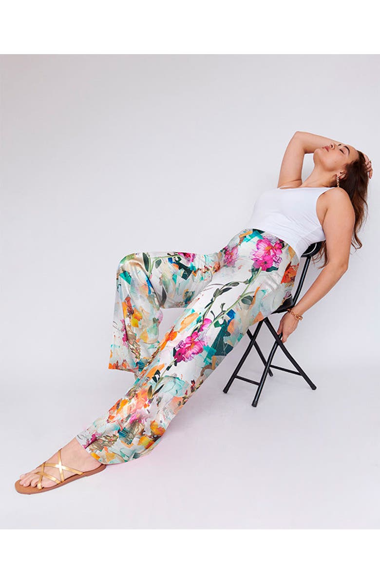 Gabriella Rossetti Sofia Stretch Silk Palazzo Pant in Floral, Alternate, color, 