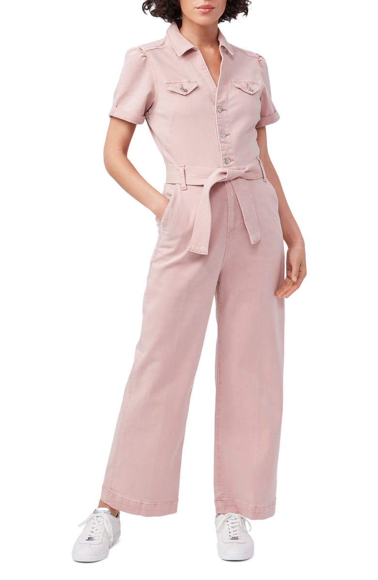PAIGE Anessa Cotton Blend Wide Leg Jumpsuit, Alternate, color,