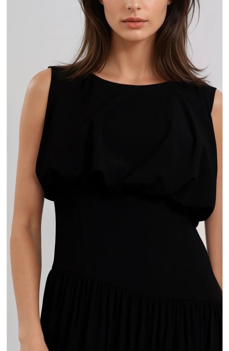 Sisterly Élodie Drape Waist Crepe Gown, Alternate, color, Black