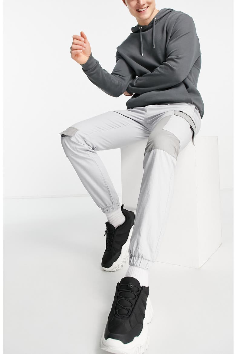 Men's Colorblock Ripstop Cargo Joggers, Alternate, color, GREY