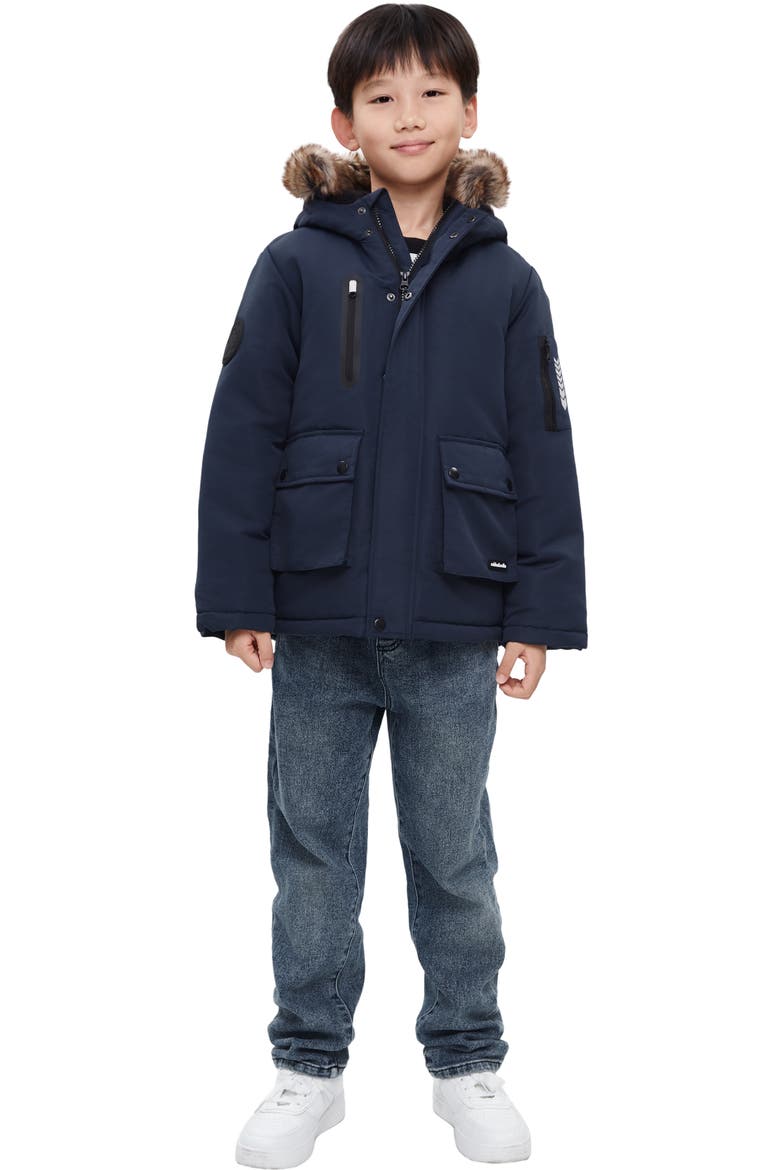 Kids' Parka Jacket with Insulated Hood, Alternate, color, NAVY