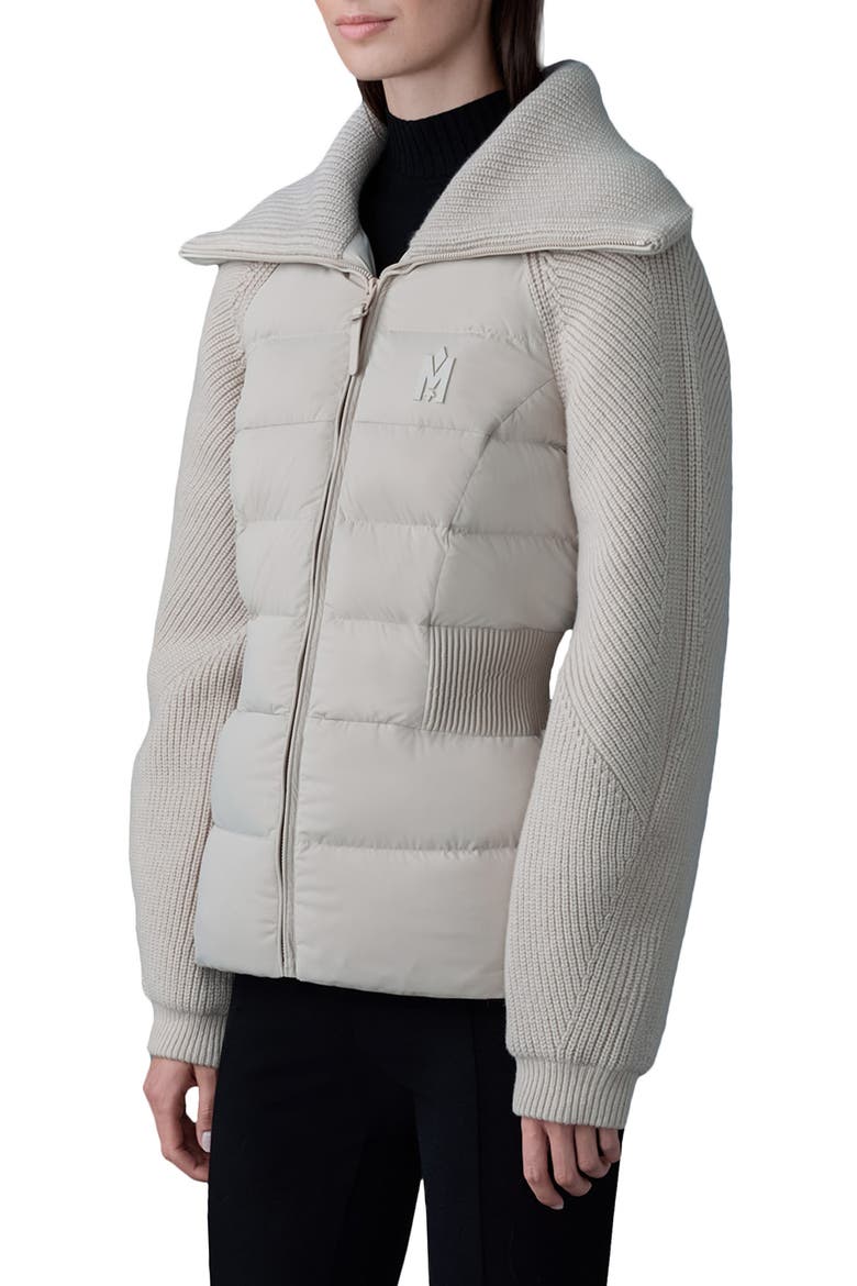 Foxy Mixed Media Quilted Down Jacket, Alternate, color, TRENCH