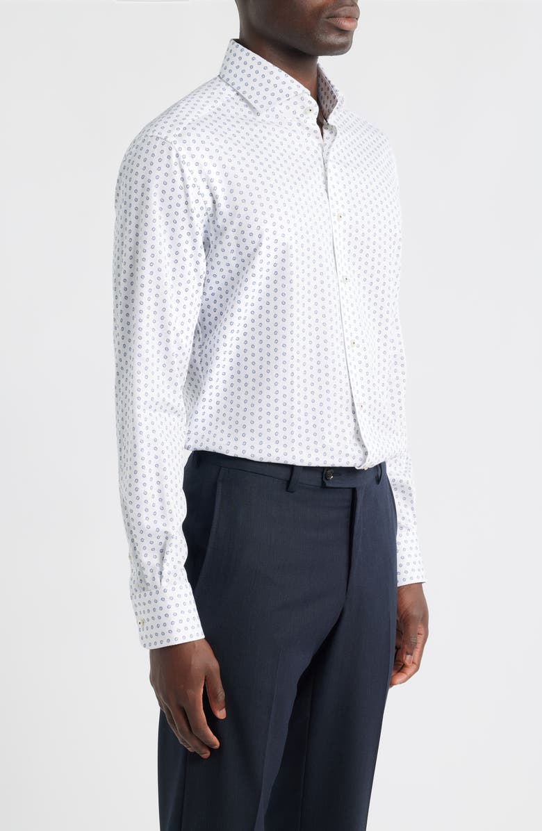 1863 by Eterna Modern Fit Print Non-Iron Cotton Twill Dress Shirt, Alternate, color, White Blue