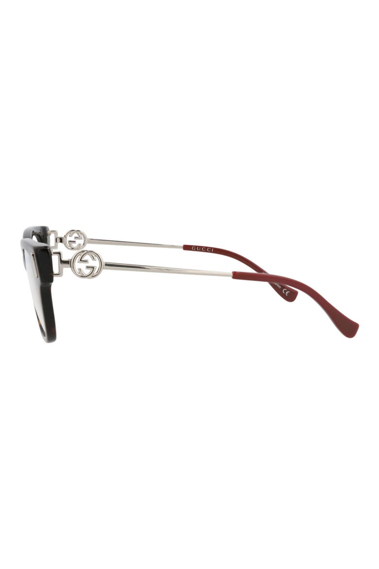 52mm Cat Eye Optical Glasses, Alternate, color, HAVANA SILVER TRANSPARENT