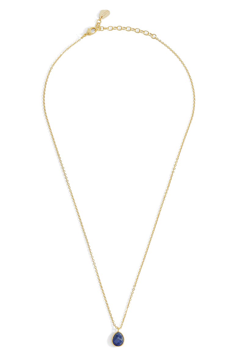 Wellness Faceted Green Agate Teardrop Pendant Necklace, Alternate, color, GOLD/BLUE