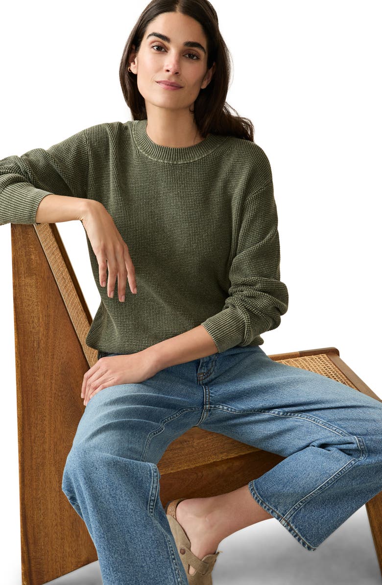 Faherty Sunwash Organic Cotton Crewneck Sweater, Alternate, color, Beetle