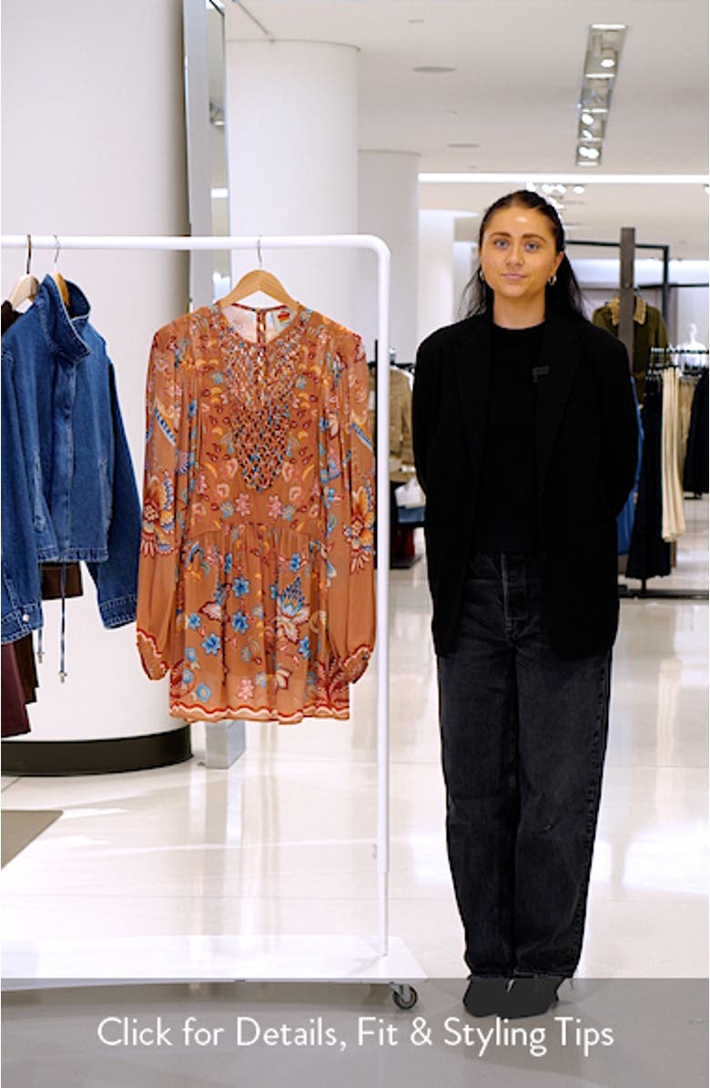 Boho Enchance Long Sleeve Floral Minidress, sales video thumbnail