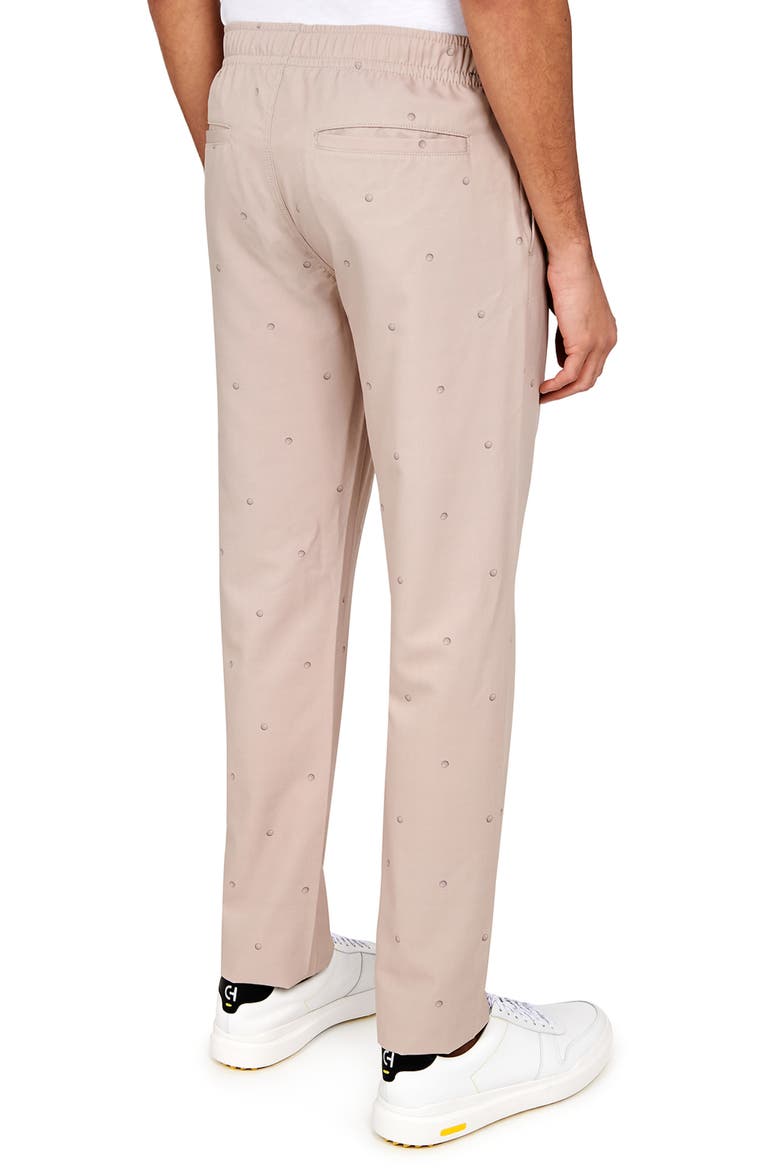 Regular Fit Golf Ball Print Drawstring Recycled Performance Golf Pants, Alternate, color, KHAKI