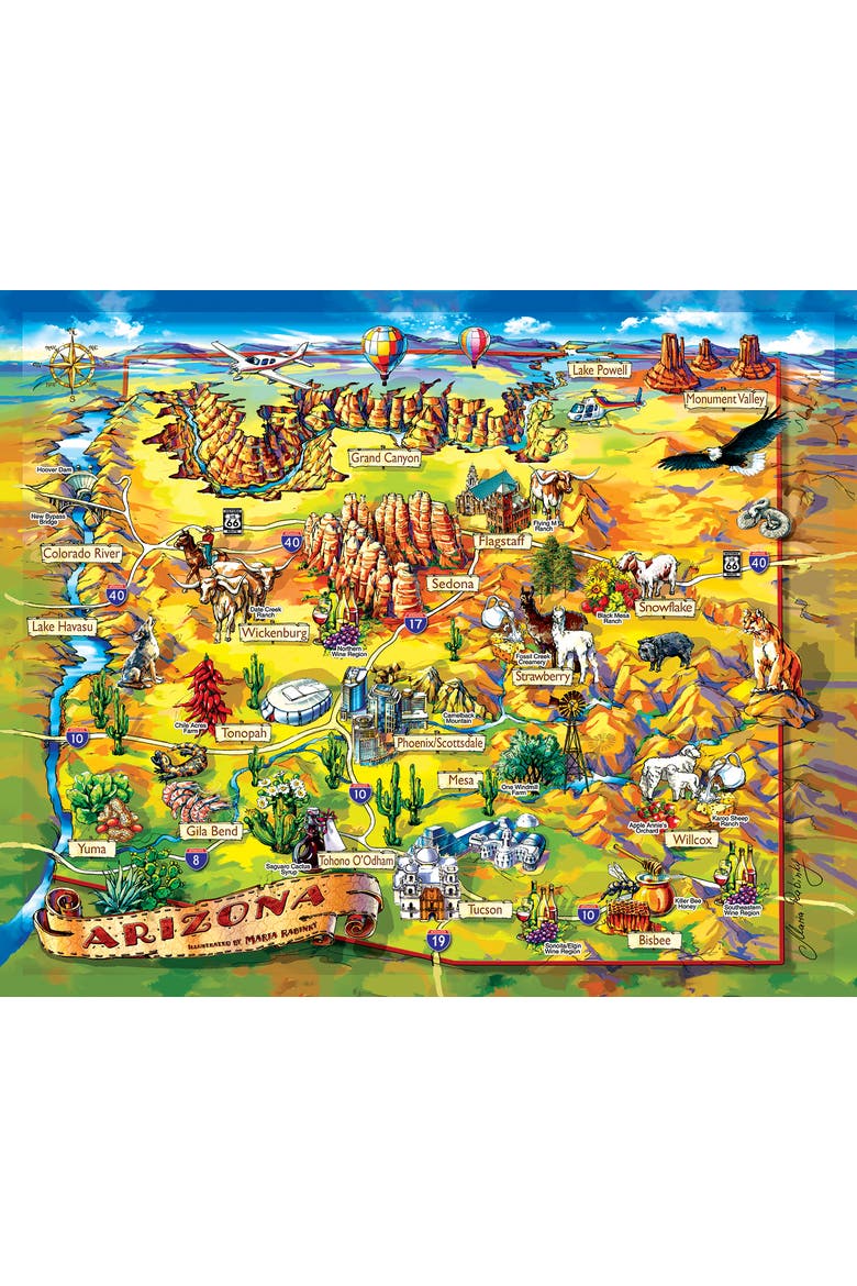 Arizona Map 1000 piece Jigsaw Puzzle for Adults, Alternate, color, Multicolor
