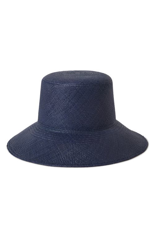 Brixton Lopez Panama Straw Bucket Hat In Navy