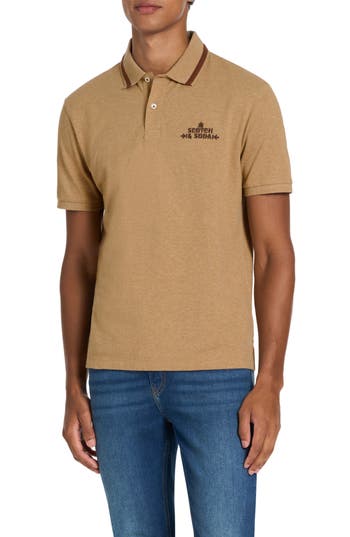 Scotch & Soda Pique Polo Shirt In Brown