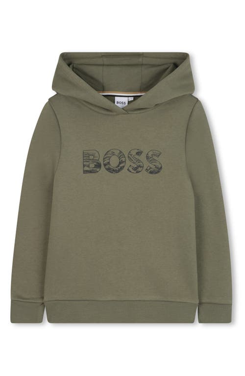 BOSS Kidswear Kids' Cotton Blend Pullover Hoodie in Green  product