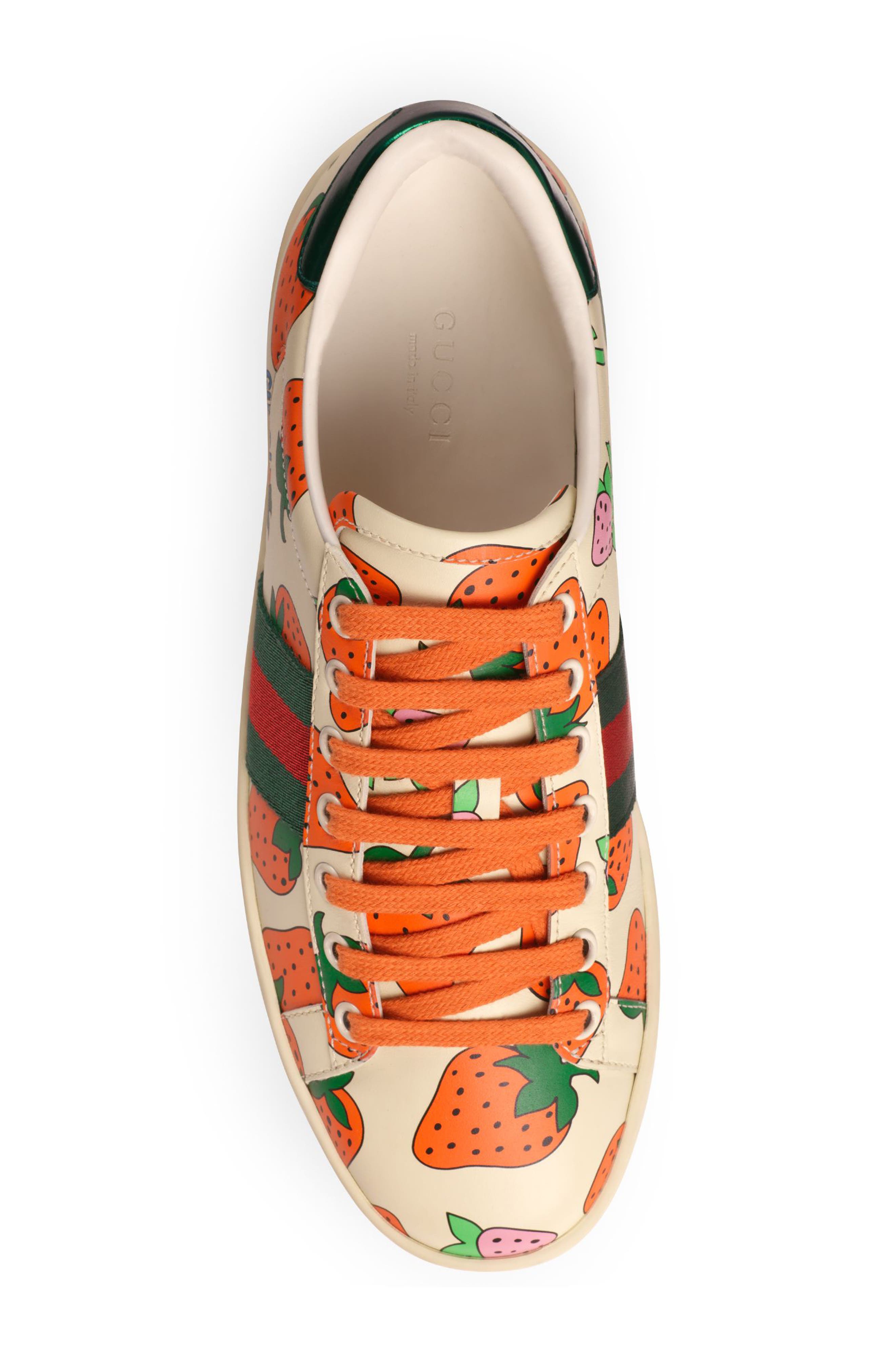Gucci New Ace Strawberry Print Sneaker, Alternate, color, 