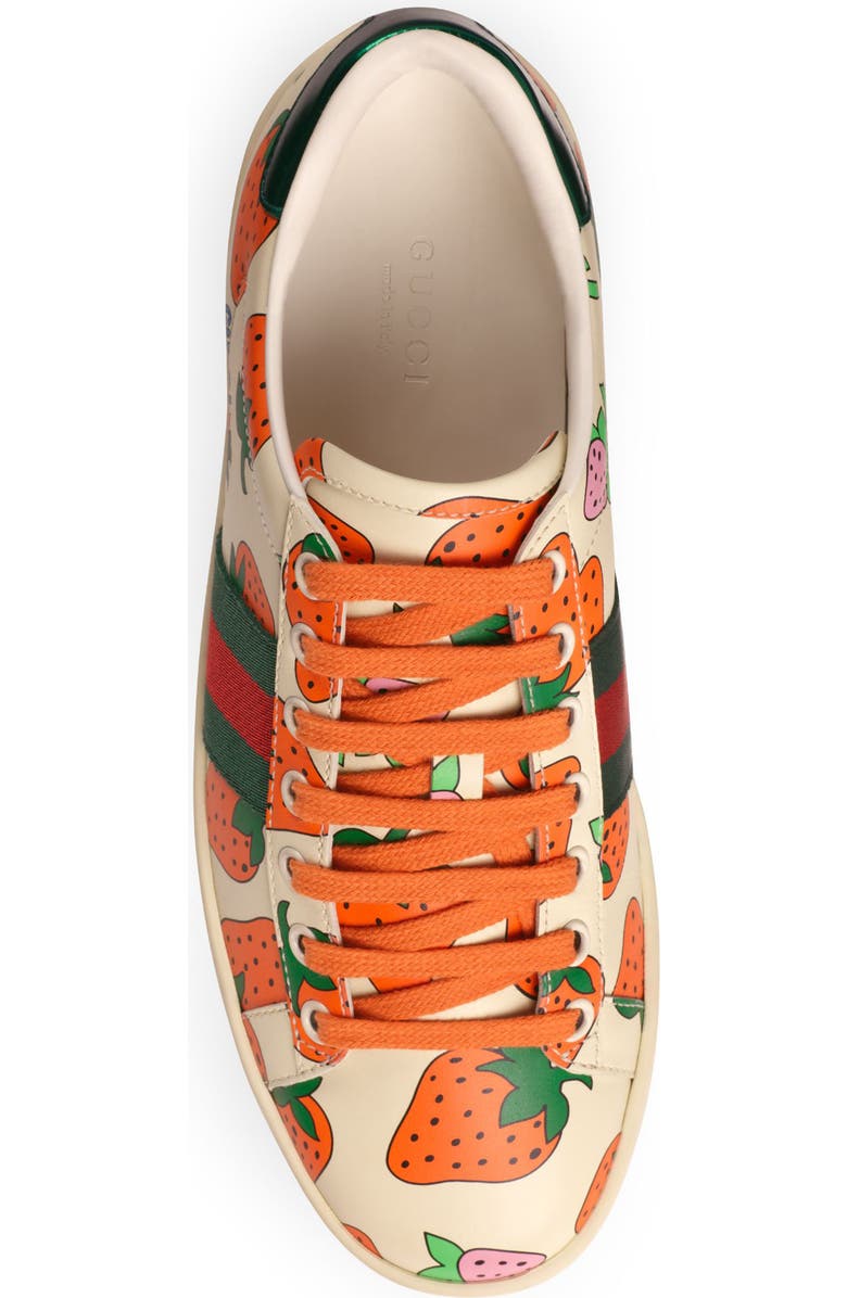 Gucci New Ace Strawberry Print Sneaker, Alternate, color,