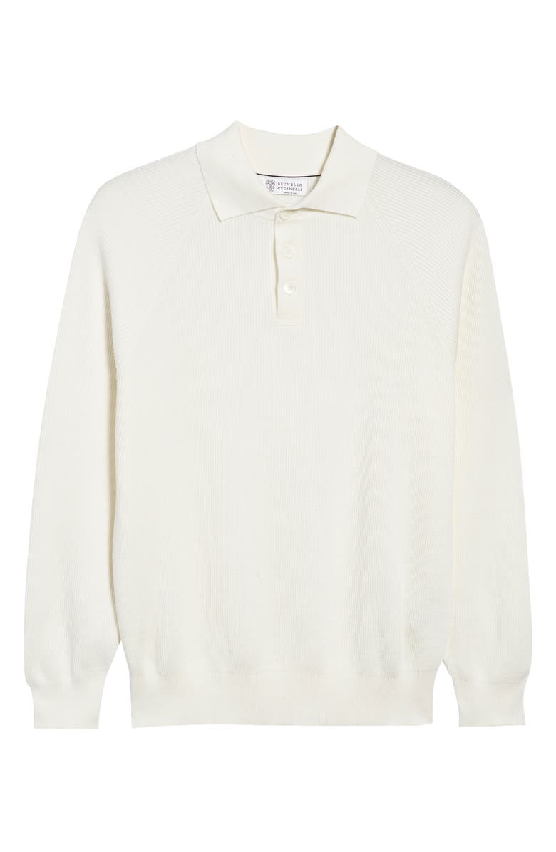Brunello Cucinelli Cotton Rib Polo Sweater, Alternate, color, 