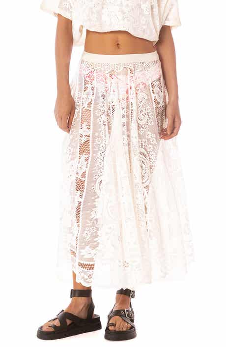 Blossom Whisper Open Knit Cover-Up Skirt