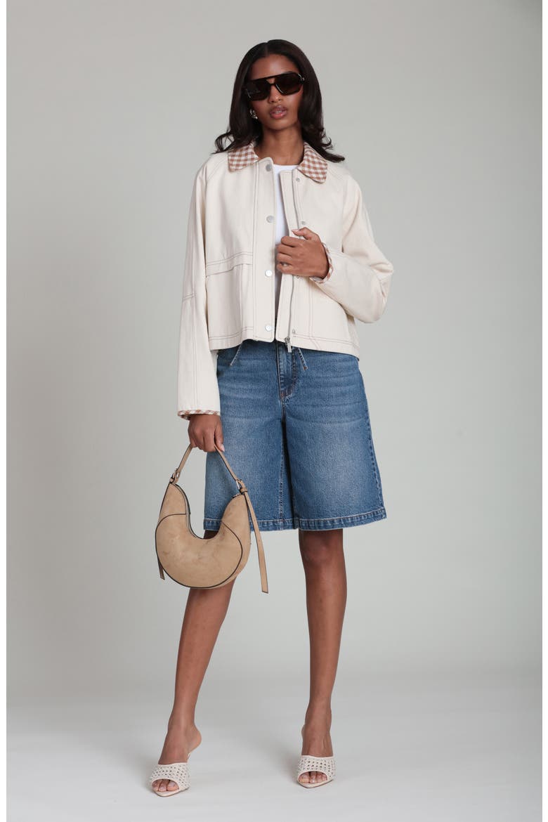 Mixed Media Twill Jacket, Alternate, color, BEIGE