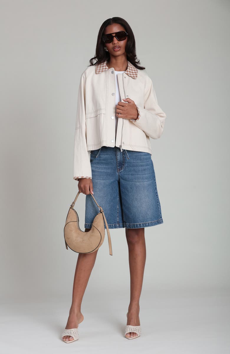 Bagatelle Mixed Media Twill Jacket, Alternate, color, Beige