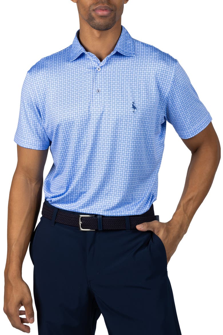 Captains Wheel Print Performance Polo, Alternate, color, BLUE
